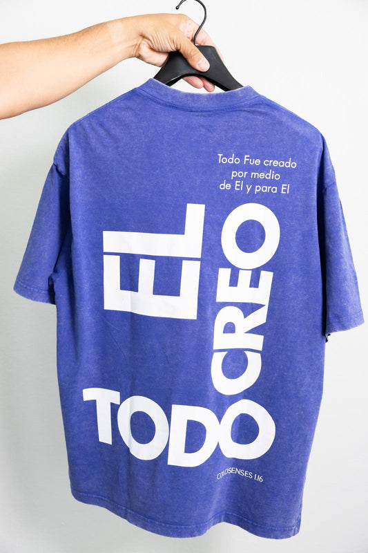 Tshirt "El Creo Todo" Washed Blue