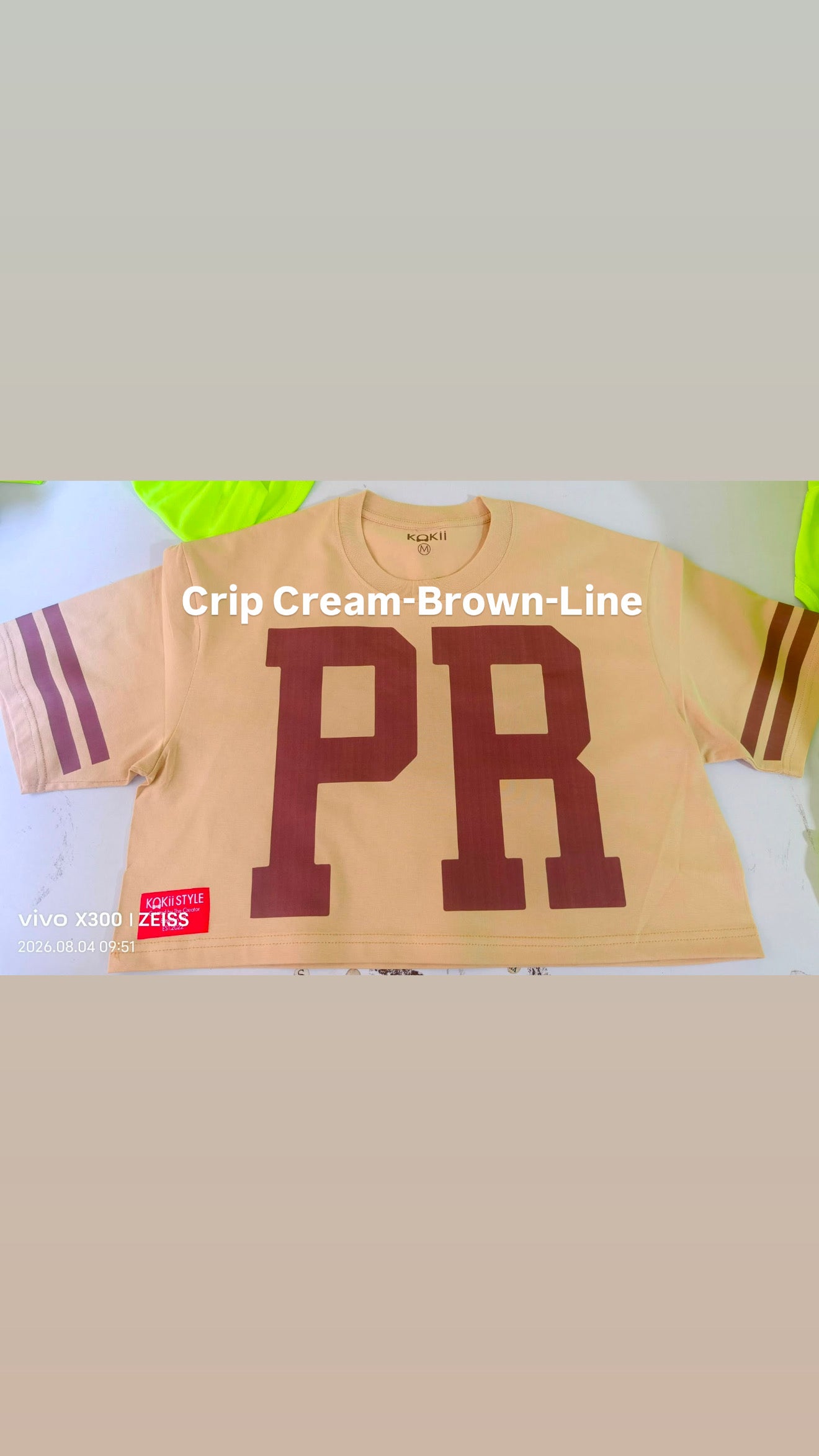Crop Cream-Brown-Line