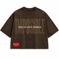 Lucas 1:37 Dios Lo Hace Posible men's oversized crop tee by Kokii Style – washed brown, front with IMPOSIBLE graphic and Dios lo hace posible text