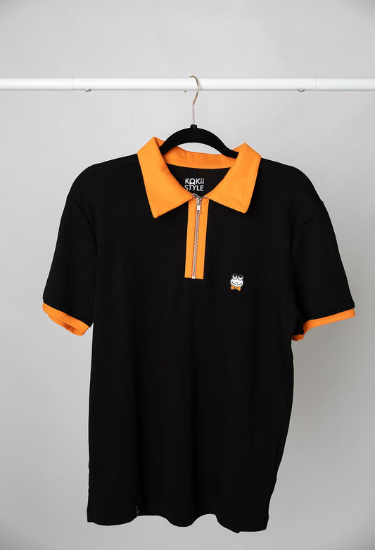 Zip Polo Black-Orange