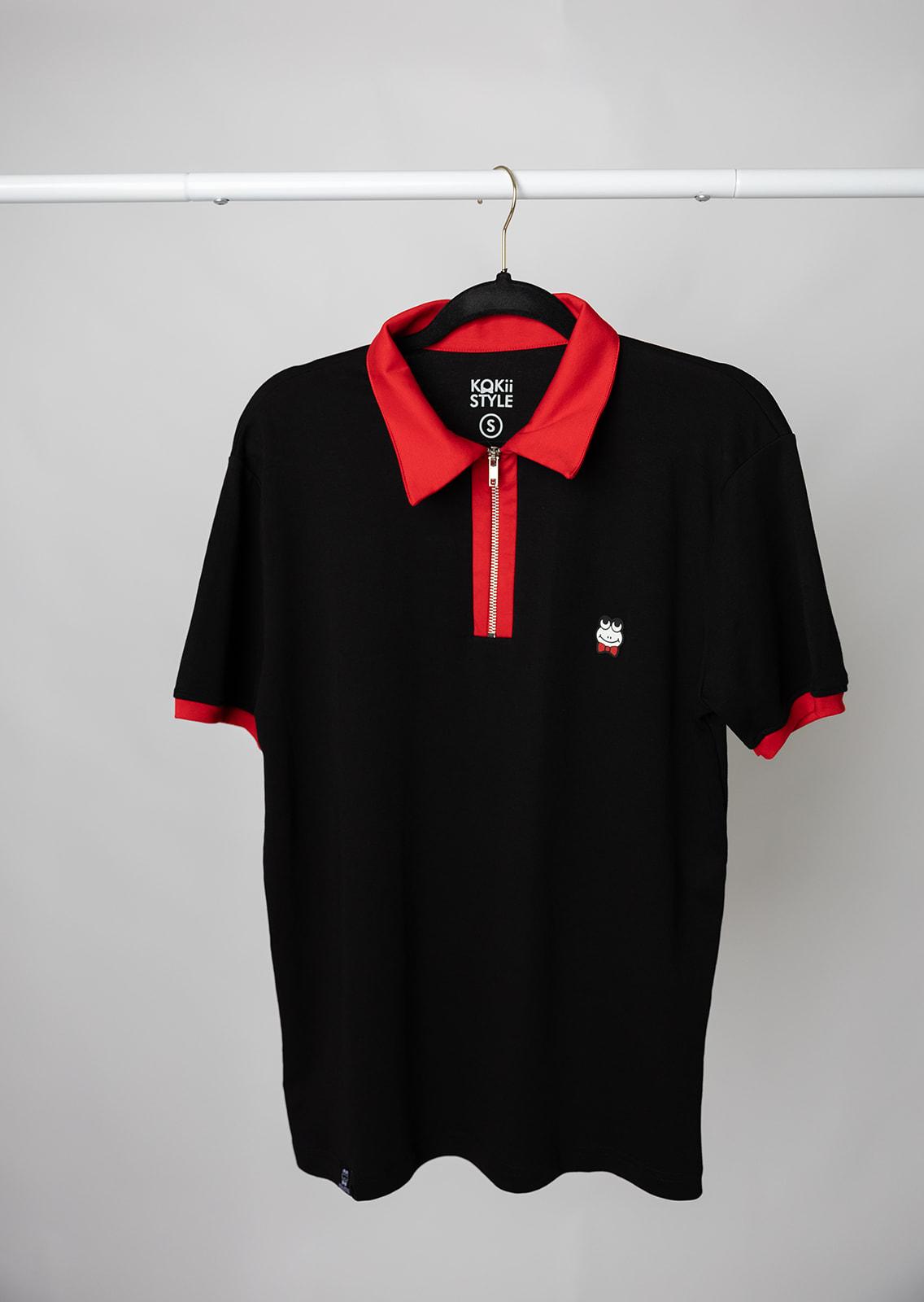 Zip Polo Black-Red