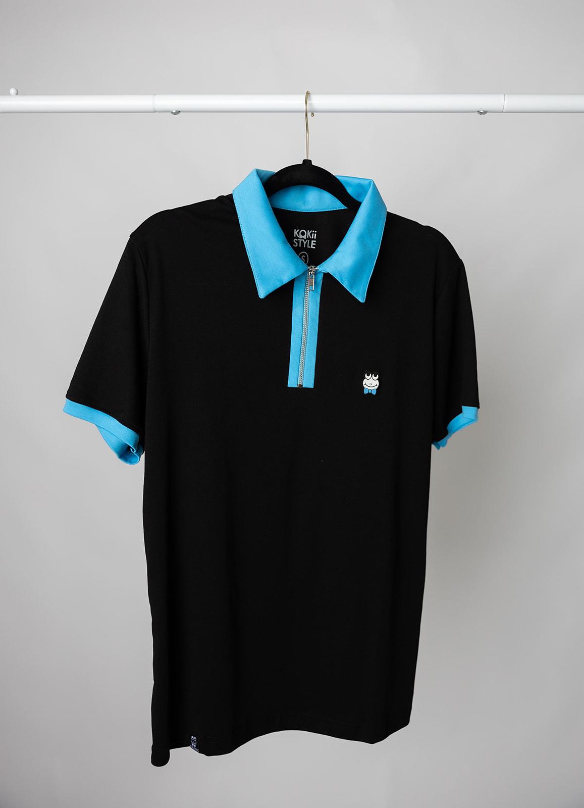 Zip Polo Black- Blue