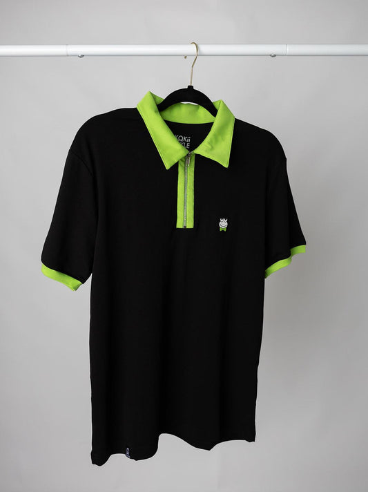 Zip Polo Black-Green