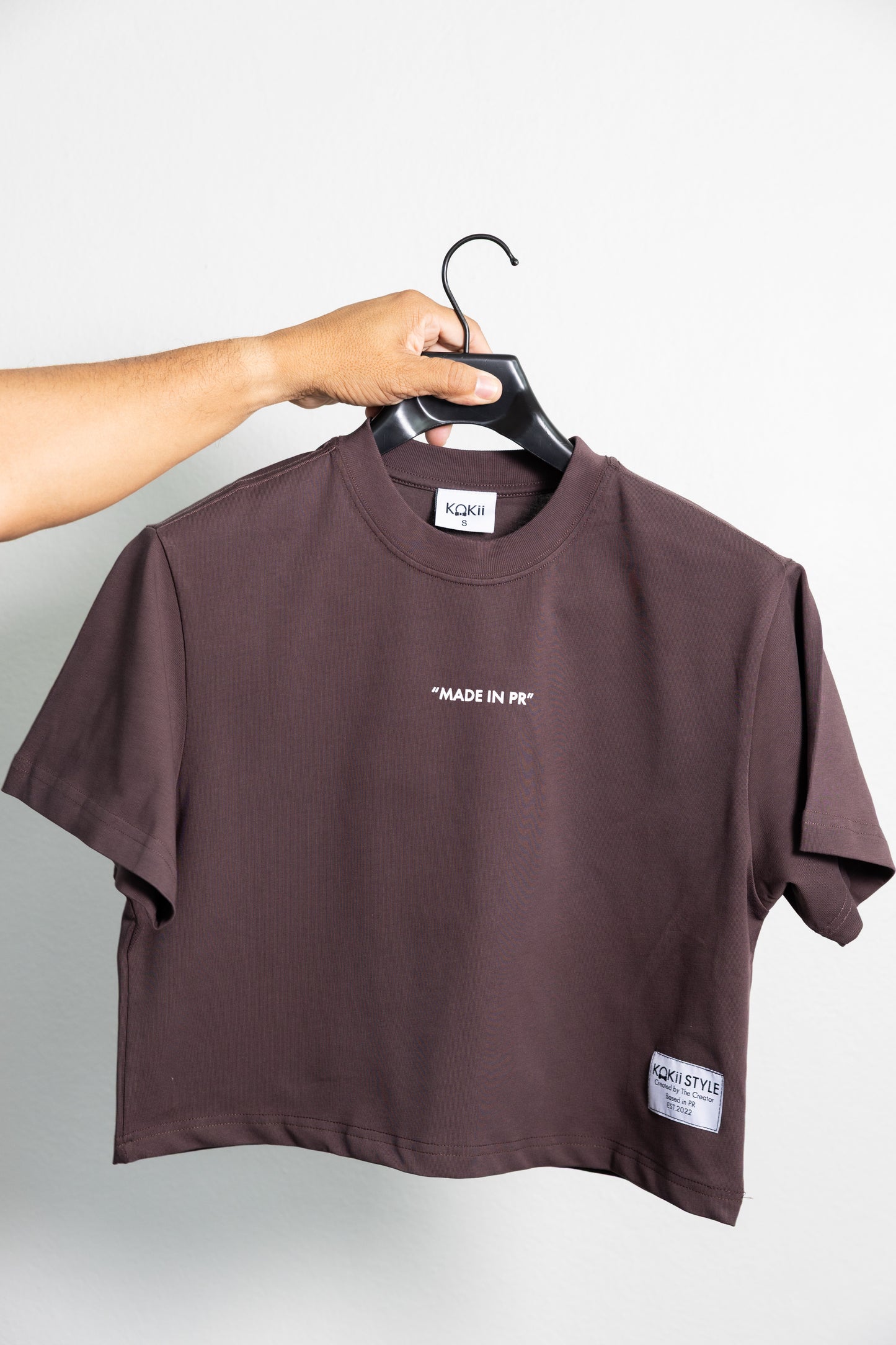 WOMAN CROP TOP BROWN