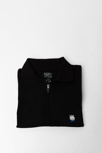 Long Sleeve Polo-BLACK