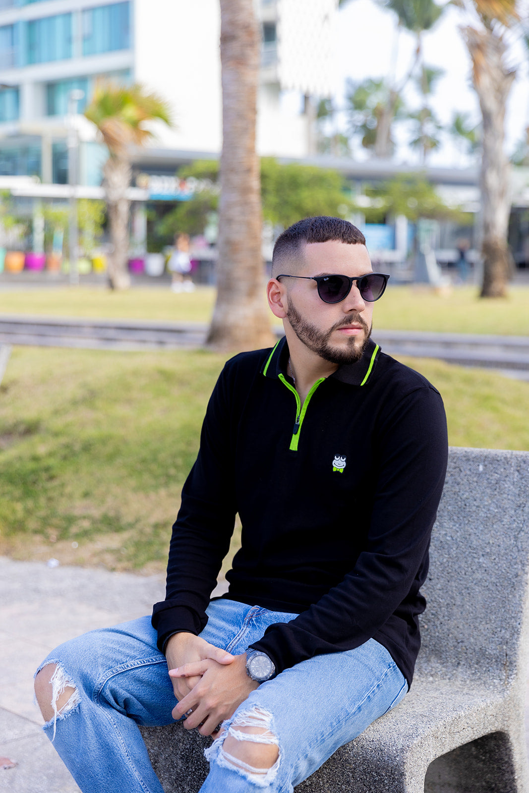 Long Sleeve Polo-B/Green